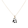 Cute cartoon panda pendant necklace in black and white with a fine golden chain for kids - Sitting Panda Style (A3315-1)
