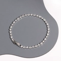 Elegant silver tennis bracelet with marquise and round zircon stones and a fold-over clasp - Marquise and Round Alternate (Silver 2)