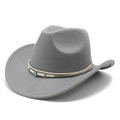 Detailansicht grauer Cowboyhut aus Filz mit gewebtem Band und blauen Nazar-Anhängern - M(56-59CM) / Grau