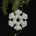 Silver snowflake Christmas ornament 15x15cm hanging on festive pine branch - 15CM Silver Snowflake