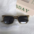 Kids square frame sunglasses in translucent olive green with metallic star details - Transparent Green