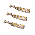Three-piece set of elastic softball printed knotted hair ties with baseball stitching - White Yellow Baseball Red Line