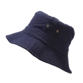 Detail of navy blue cotton bucket hat featuring metal eyelets and reinforced stitching - M (56-58cm) / Navy Blue