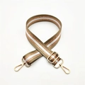 Adjustable khaki gold nylon bag strap with glittering stripes and golden hooks - Brown