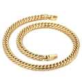 Golden double-woven Cuban chain link necklace in polished stainless steel for men - Gold Necklace (45cm)