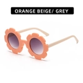 Kids flower-shaped round sunglasses in orange beige and grey gradient lenses - Glossy Orange Frame Milky White Temple Grey Lens