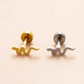 Snake shape stainless steel stud earrings with pave zircon in gold and silver finish - 9# Agile Snake (Silver Color)