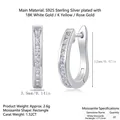 Elegant 18K gold plated S925 silver hoop earrings featuring 1.32CT moissanite stones - Rectangular/E13229
