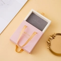 Pink and white drawer jewelry gift box with gold ribbon handle and velvet lining - Pink (With Logo)