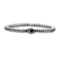 Pulsera minimalista para hombre con cuentas plateadas y una piedra de hematita negra central - 8mm / Plateado
