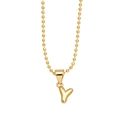 Polished gold-plated necklace featuring a capital letter Y pendant on a bead chain - Letter Y