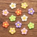 Ciondoli a fiore in resina colorata 21x24mm per gioielli fai da te su legno - Colori Misti Casuali