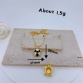 Gold plated turtle pendant necklace with black white enamel and shimmering crystals - Black & White Enamel Turtle