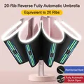 Black and pink 20-rib automatic folding umbrella with reinforced windproof structure - [20-rib Double-rib + Reinforced Version] 10k Reverse Fully Automatic Umbrella - Cherry Blossom Pink / Gift Box Not Included