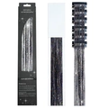 Holographic black glitter hair tinsel with 12 smart clips for easy clip-in hair styling - 6 Pieces Set / Laser Grey (6-Piece Set)