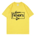 Yellow short sleeve T-shirt with black Happy Father's Day letter print for men and women - XS / Tops / Yellow (318)
