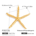 Polished stainless steel starfish pendant in gold finish with hammered texture - PJ92135-Large Gold Hammered Starfish