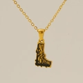 Golden letter L pendant necklace with black geometric texture on stainless steel chain - Gold Letter L