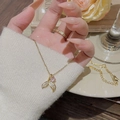 Elegant 18K gold-plated titanium steel necklace with pink gemstone and fishtail pendant - X103 Gold Fishtail Pink Zirconia