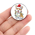Christmas Corgi phone socket with festive fairy lights and holiday hat pattern - Christmas Corgi with Lights (XZ4739)