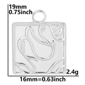 Specifiche dettagliate delle dimensioni per ciondolo quadrato a tulipano (19 mm x 16 mm) - Ciondolo / Color Acciaio