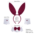 Burgundy bunny cosplay set with satin rabbit ears headband and plush accessories - Plain 4-Piece Set / Burgundy