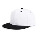 Klassische Snapback Hip-Hop Cap in Weiß mit kontrastierendem schwarzem flachem Schirm - Weiß & Schwarz