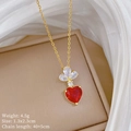 Détails du collier cœur avec gemme rouge et spécifications de taille et poids - Cœur Rouge (H338)