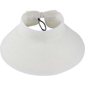 Dettaglio di visiera in paglia bianca con trama fine e lacci regolabili sul retro - M (56-58cm) / Bianco