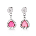 Eleganti orecchini a cuore in argento con cristalli rosa e strass trasparenti da donna - Base Argento Ciondolo Cuore Rosa (KE45185-D)