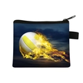 Mini rectangular soccer coin purse with yellow volleyball print and black zipper - Flame Volleyball