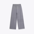 Minimalist soft touch dark grey wide-leg knitted trousers shown in a clean flat lay style - S / Gray
