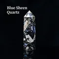 Blue Amphibole natural crystal point hexagonal tower for healing home office decor - Blue Flash Stone / Single Point 4-5cm