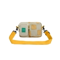 Kids cream and yellow nylon crossbody bag with biscuit print and woven strap - Off-white