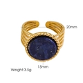 14K vergoldeter Vintage Ring mit 15mm blauem Lapislazuli Stein und geflochtener Schiene - Lapislazuli