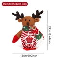 Christmas reindeer gift bag with clear star window and red striped pattern 24x15cm - Knitted Heart Apple Bag Reindeer