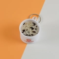 Miniature congee bowl keychain with white and black rice model on dual-tone background - Barrel Diameter 4cm / Sesame Sago Dew