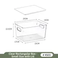 Transparent plastic refrigerator organizer box with lid and handles, 25x19x13.5cm size - Small Square Box with Lid - 1 Set - PET