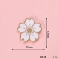 Macro detail of 17mm cherry blossom flower alloy accessory with enamel and size specs - D934 White Cherry Blossom