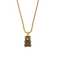 Detail of 18K gold plated twist chain necklace with black zircon paved bear pendant - Black Bear