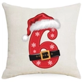 Christmas pillowcase featuring a festive red number 6 with snowflake and Santa belt design - Number 6 / 45*45cm (Single-sided Print, Without Insert)