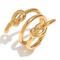 Elegante anello a spirale multistrato a testa di serpente in acciaio inossidabile placcato oro 18K - US 6