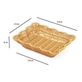 Woven fruit basket in natural brown featuring petal wave edges, size 30x23x6cm - Rectangular Scalloped Yellow Large