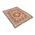 Detailed top view of bohemian flannel blanket featuring geometric star and floral patterns - Earth Tone Geometric Mandala