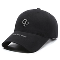Gorra de béisbol negra de algodón con bordado CP plateado y texto Ride The Wave - Negro