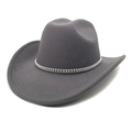 Detail of dark grey wool cowboy hat with rhinestone hatband on white background - M (56-58cm) / Gray