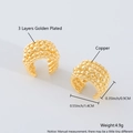 18k gold plated copper ear cuff set with multi-row beaded texture and C-shape design - Gold Plated C-Shaped Bead Ear Cuff EL04-3