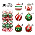 30er-Set 6cm Weihnachtskugeln mit festlichen Mustern in Rot Grün und Weiß für Dekoration - 6cm 30 Stück/Röhre / Rot Grün und Weiß