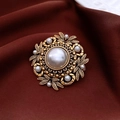 Spilla vintage a farfalla placcata in oro 18 carati con perle e design in metallo - Spilla 58# - Oro - Bianco
