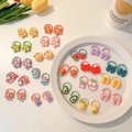 Cute macaron color hair ties set featuring colorful cartoon fruit and floral charms - 40 Pieces Set Combination 2